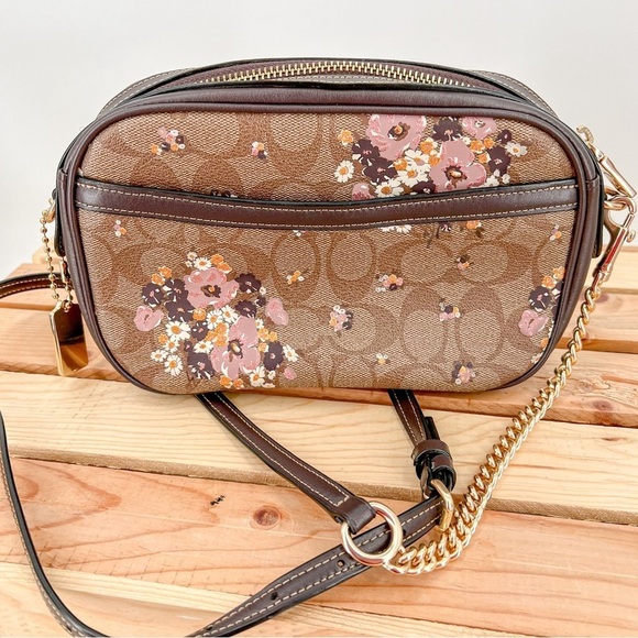 COACH 31433 ISLA CHAIN CROSSBODY SIGNATURE CANVAS FLORAL FLOCKING - Picture 4 of 6